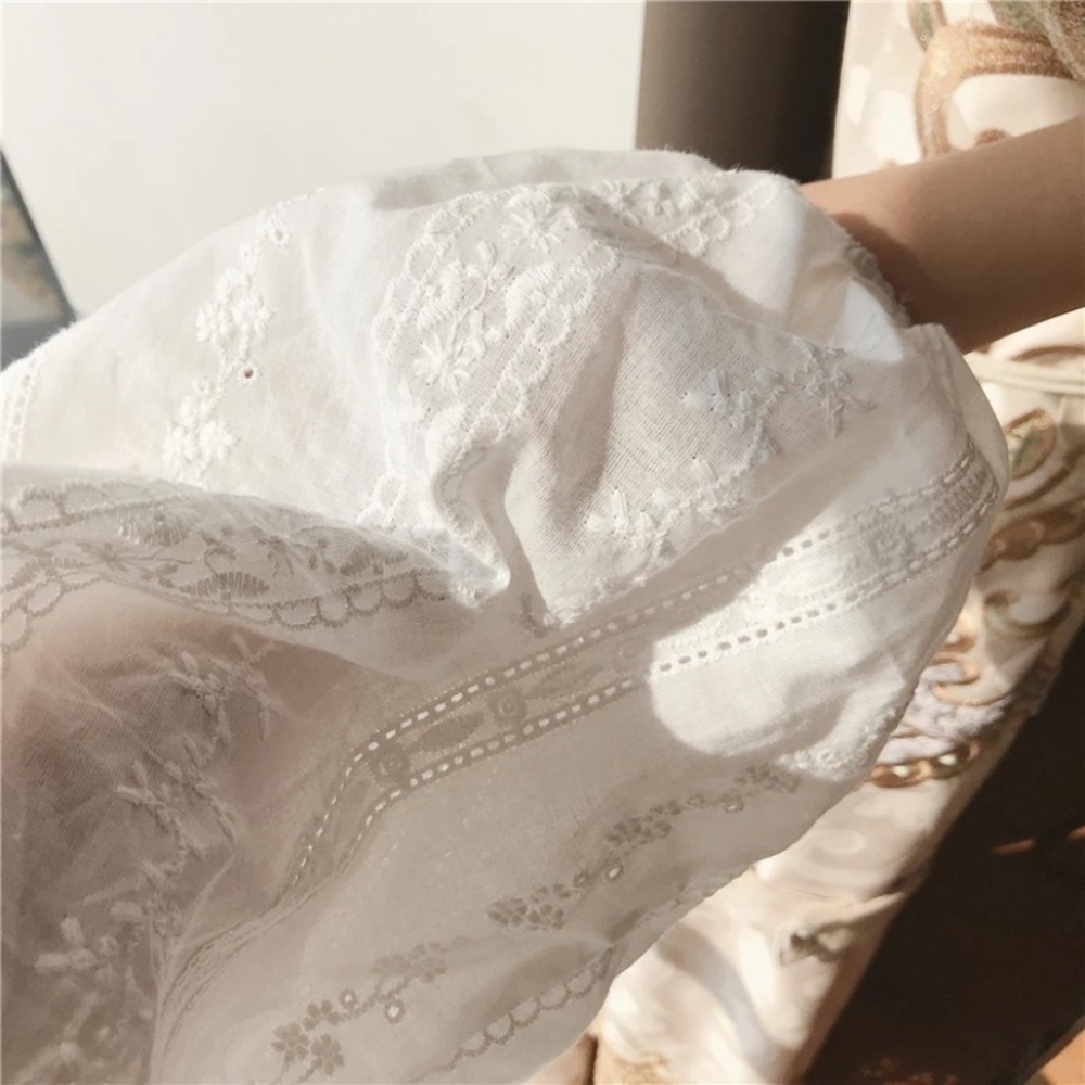 SOLD OUT White Button Up Ruffle Embroidered Floral Dress - Picture 10 of 12